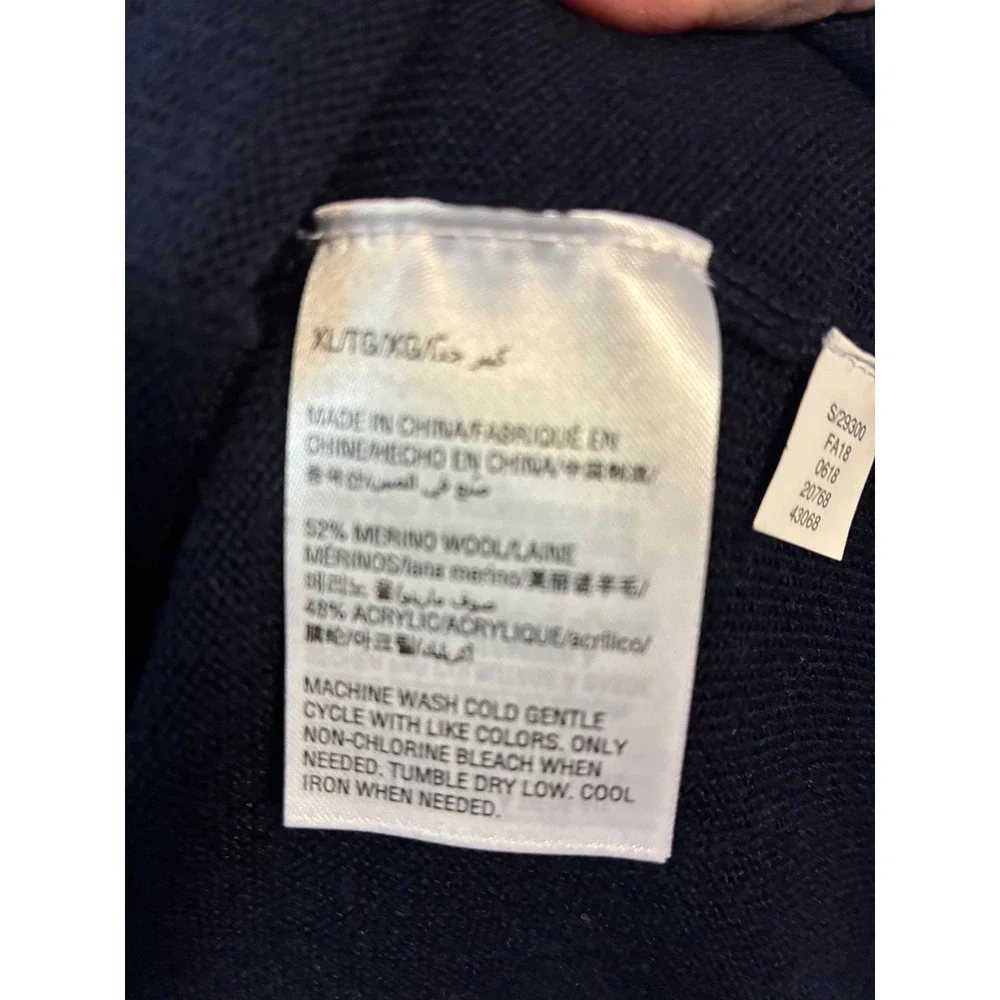 Club Room‎ Mens V Neck Sweater Wool Acrylic Blend Navy Blue Size XL
